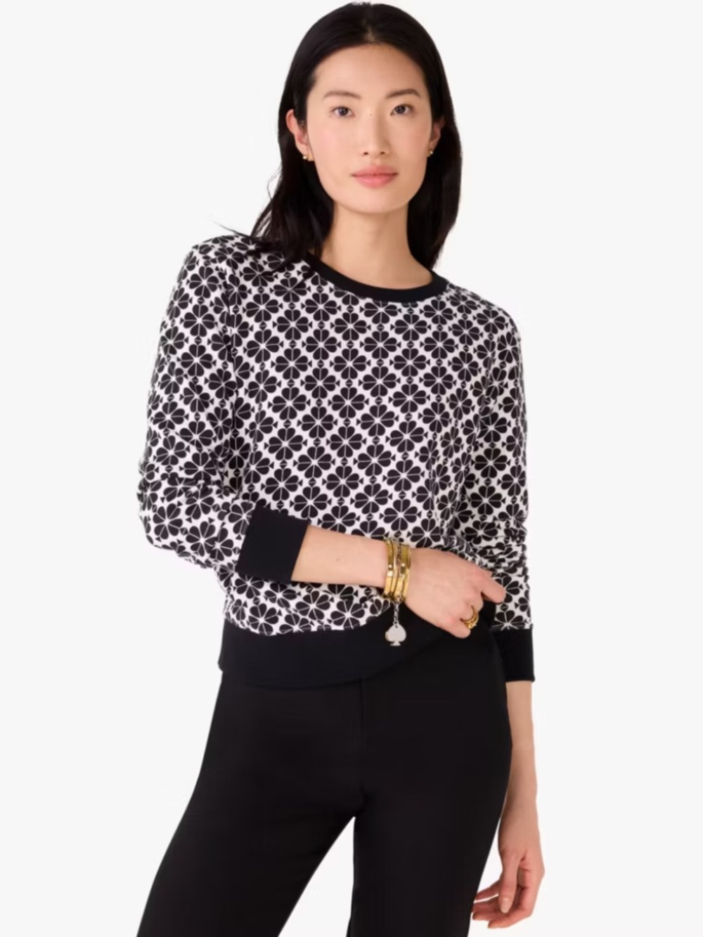 kate spade Black & White Spade Flower Sweatshirt